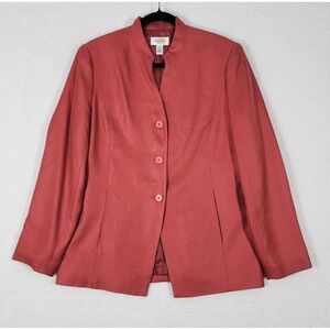 Talbots Women Sz 8 Silk Blend Blazer Jacket Salmon Pink Classic Career Preppy